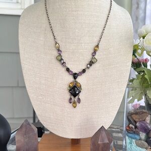 Rare Nicky Butler Elegant Multi-Color Gemstone Necklace Sterling Silver Silver